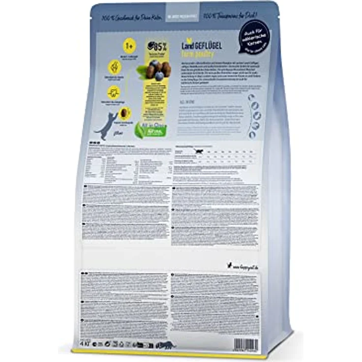 Happy Cat Culinary Adult Land Geflügel, Katzen-Trockenfutter für ausgewachsene Katzen und Kater, 4 kg, mit hochwertigem Geflügel, Heidelbeeren und Löwenzahn, XL Kroketten für Vitalität und Zahnpflege, produziert in Deutschland – Bild 5