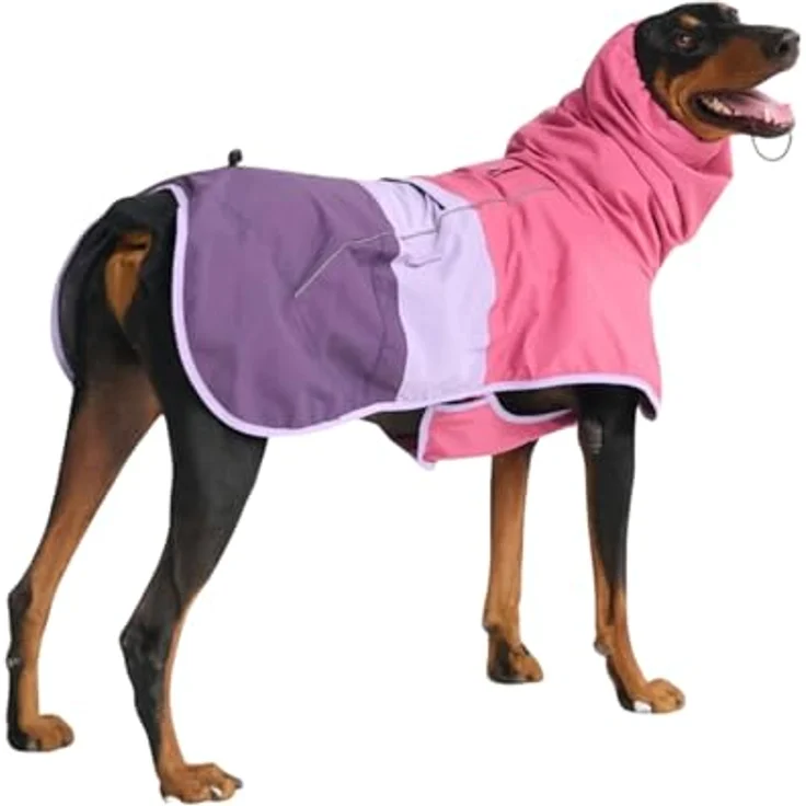 Spark Paws Hunderegenmantel, wasserdichte und winddichte Regenjacke für kleine bis extra große Hunde, reflektierend und atmungsaktiv – Rosa, Flieder, Lila - 3XL – Bild 1