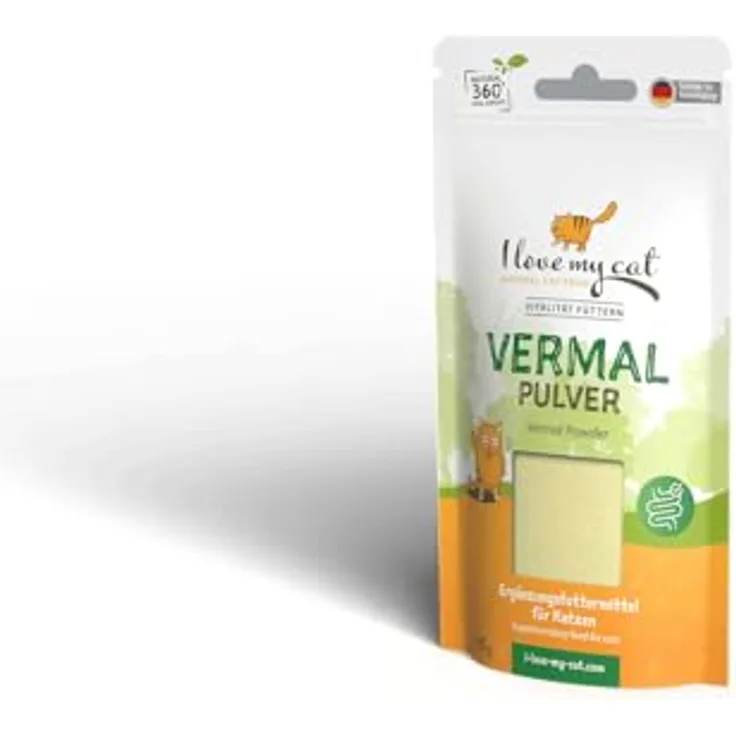 I love my cat Vermal Pulver, 35g natürliches Katzenfutter für wurmfeindliches Darmmilieu