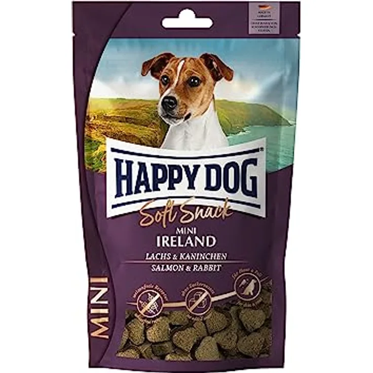 Happy Dog SoftSnack Mini Ireland, weizenfreie Hundesnacks ohne Zuckerzusatz für Haut und Fell, 100 g