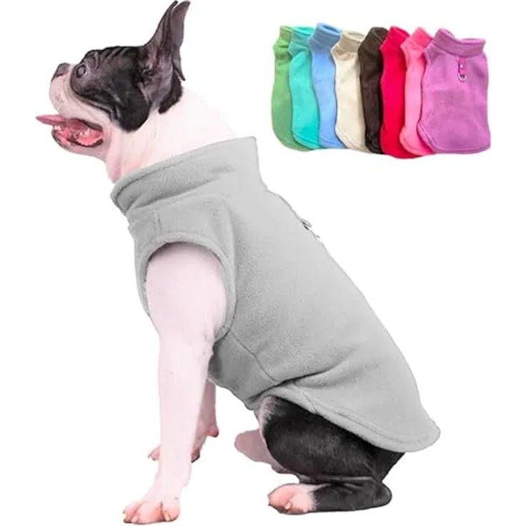 JACKO & CO Fleece-Weste mit Leinenring – weich, leicht, atmungsaktiv, grau, Größe XXL für Hunde und Katzen (10,8-15,9 kg)