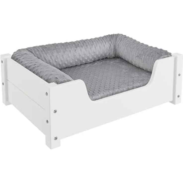 ERST-HOLZ Tierbett Gemütliches Tierbett für Katzen und Hunde 60x40 Kiefer weiß, alle Größen