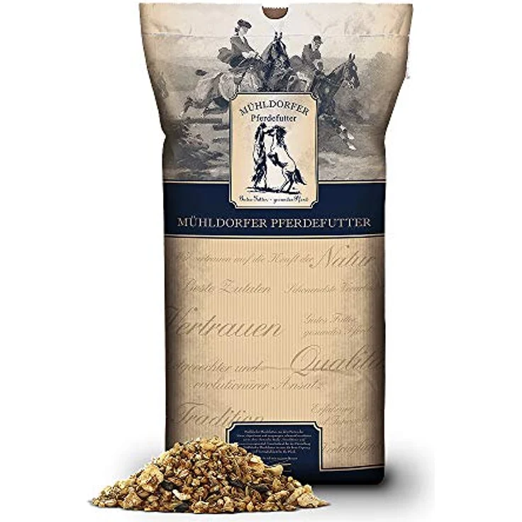 Mühldorfer Senior Müsli - 20 kg, haferfreies Pferdefutter für ältere Pferde, leicht verdaulich, zahnfreundliche Formel, staubfrei und reich an Inulin