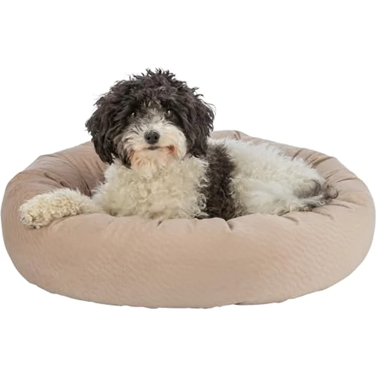 TRIXIE Tierbett Hundebett Alena rund sand, abnehmbarer Bezug, rutschfester Boden – Bild 3