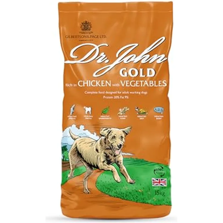 Dr John Trockenfutter für Hunde, Geflügelmischung, 15 kg, ausgewogenes Hundefutter für alle Rassen