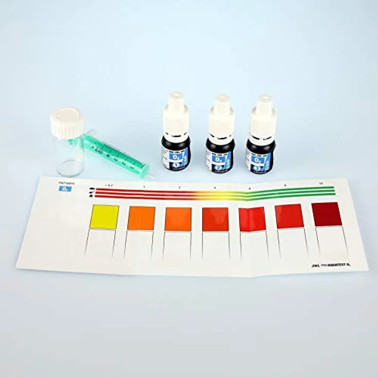JBL ProAquaTest O2, Wassertest-Set für Sauerstoffbestimmung in Süß-/Meerwasser-Aquarien und Teichen, inkl. Reagenzien und Farbskala, 40 Tests – Bild 2