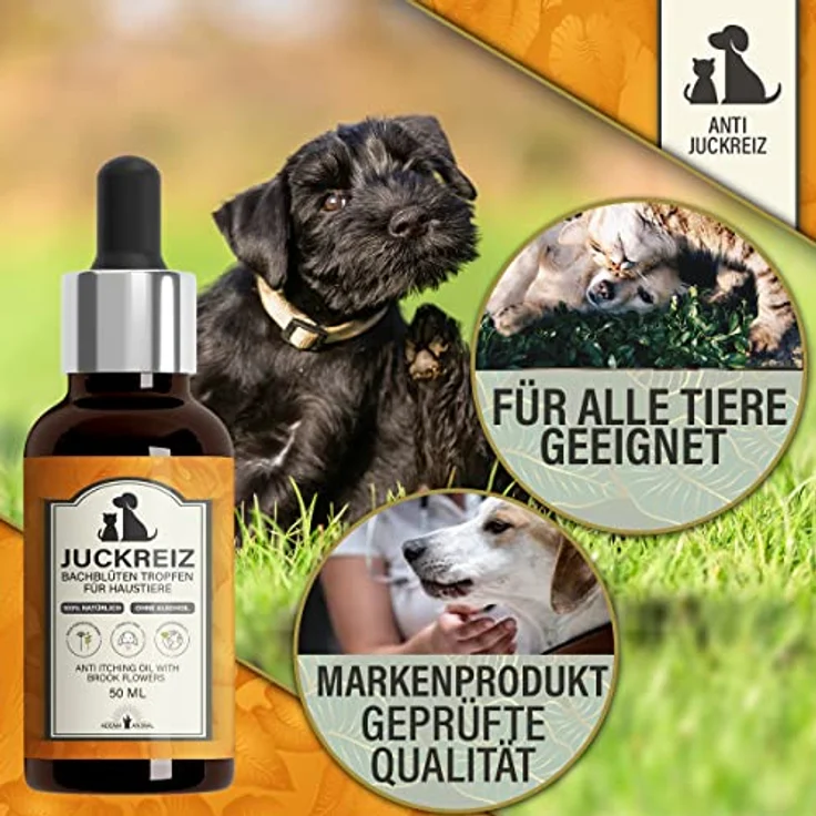 Adema Animal® Juckreiz Bachblüten Tropfen für Hunde & Katzen, 50ml, natürliche Haut- und Fellpflege ohne Alkohol bei Hautreizungen, Läusen, Flöhen und Milben – Bild 4