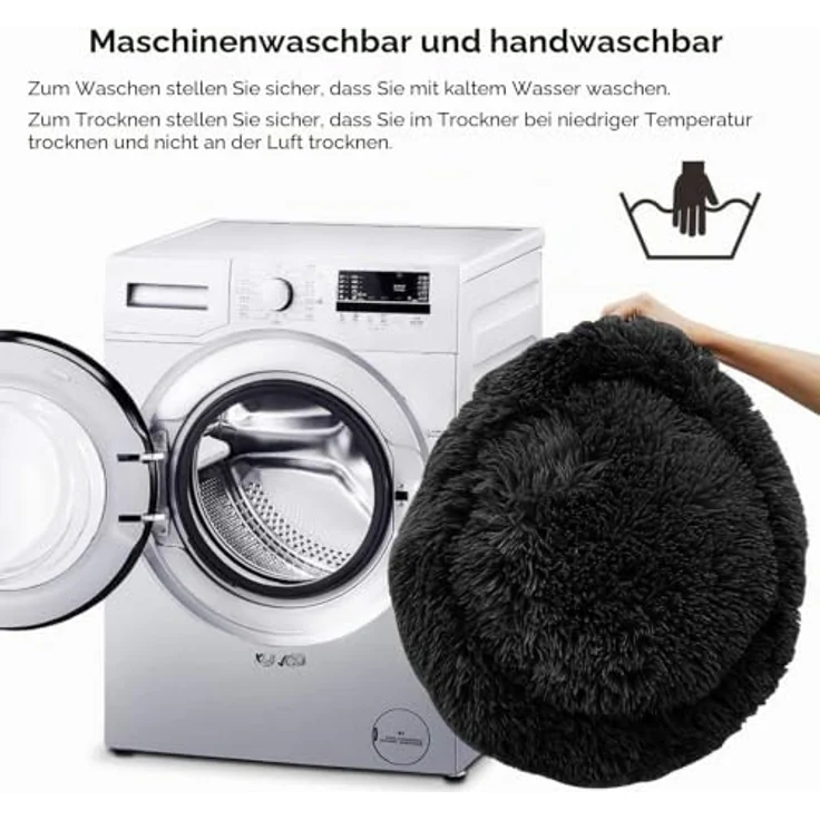 Nisrada Hundebett Donut-Design, 70cm, waschbar, rutschfester Boden, weich und gemütlich für kleine bis große Hunde und Katzen – Bild 3