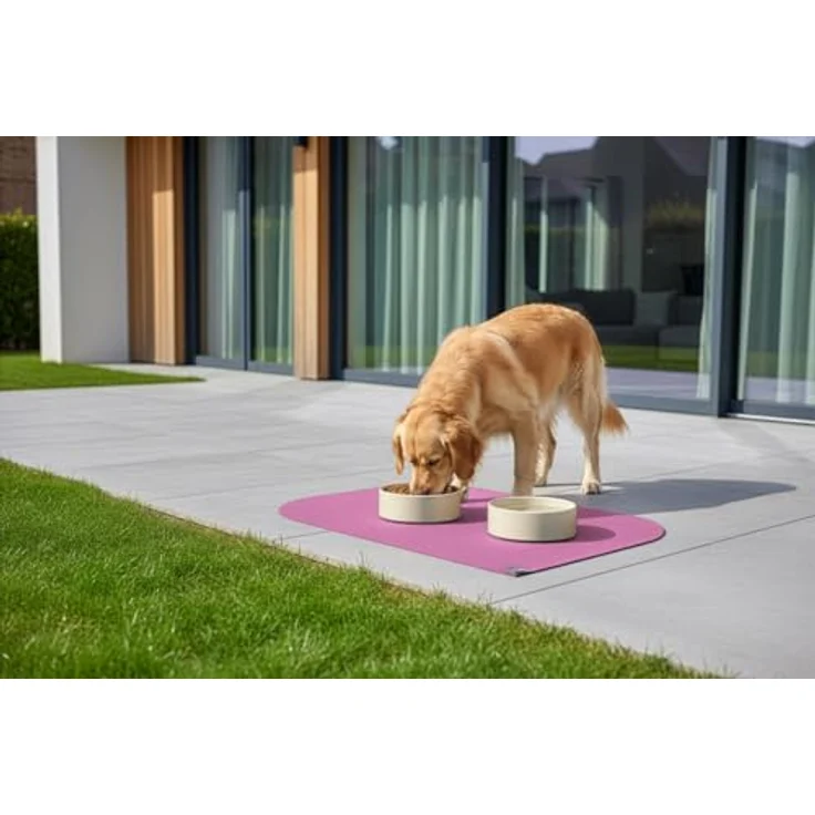 SANOZOO® Napfunterlage „Blatt“, beidseitig rutschfest, waschbar, für Hund & Katze, Rosa 40 x 60 cm, Made in Germany – Bild 3