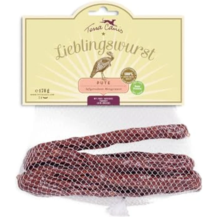 Terra Canis Lieblingswurst Pute, Hundefutter 170 g mit hohem Fleischanteil – Bild 1