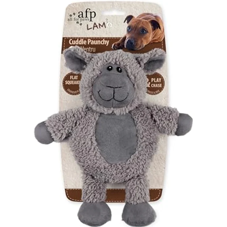 All for Paws AFP Lambswool-Cuddle Paunchy, Hundespielzeug aus weichem Faux Fleece mit Quietscher, ideal für drinnen – Bild 4