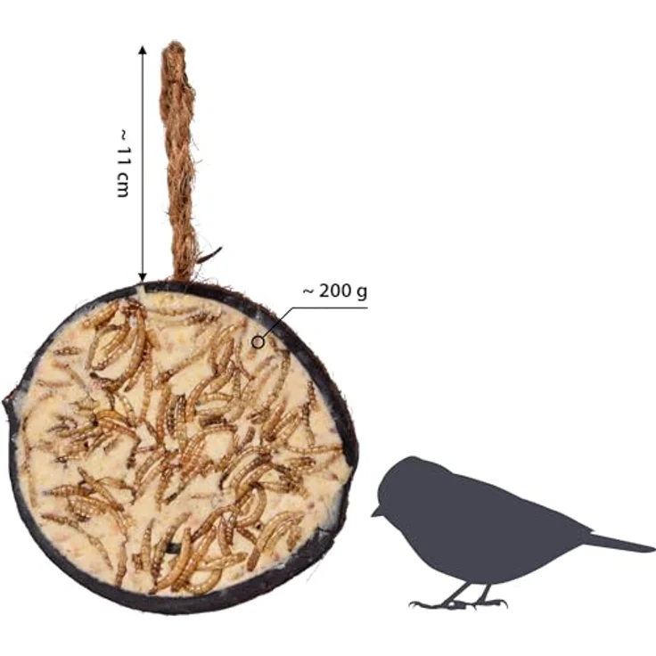 dobar® 10x gefüllte Kokosnüsse, Vogelfutter für Wildvögel, 5 Sorten für die Ganzjahresfütterung, 2 kg (1er Pack), biologisch abbaubar – Bild 3