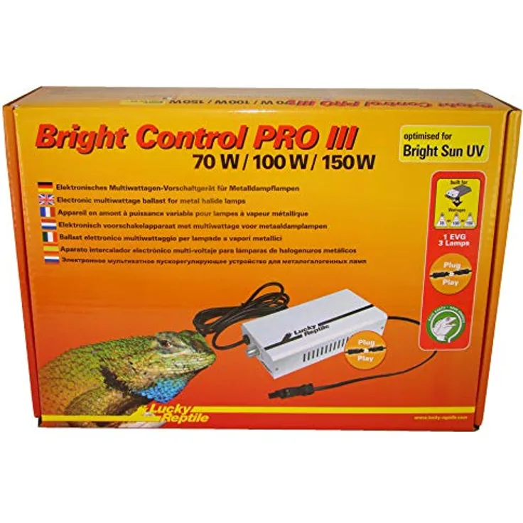 Lucky Reptile Bright Control PRO III, Multiwatt-Vorschaltgerät für Metalldampflampen, 70/100/150 Watt, elektronisches Vorschaltgerät in Weiß für Terrarium Beleuchtung