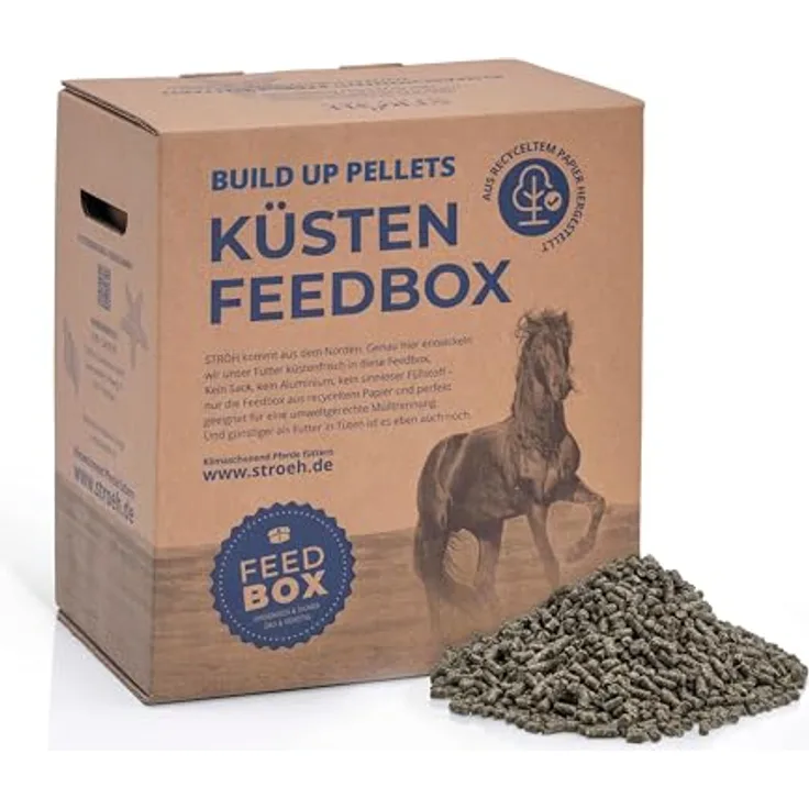 STRÖH Küsten Build up Pellets, 30kg Futterbox zur Förderung der Gewichtszunahme für Pferde