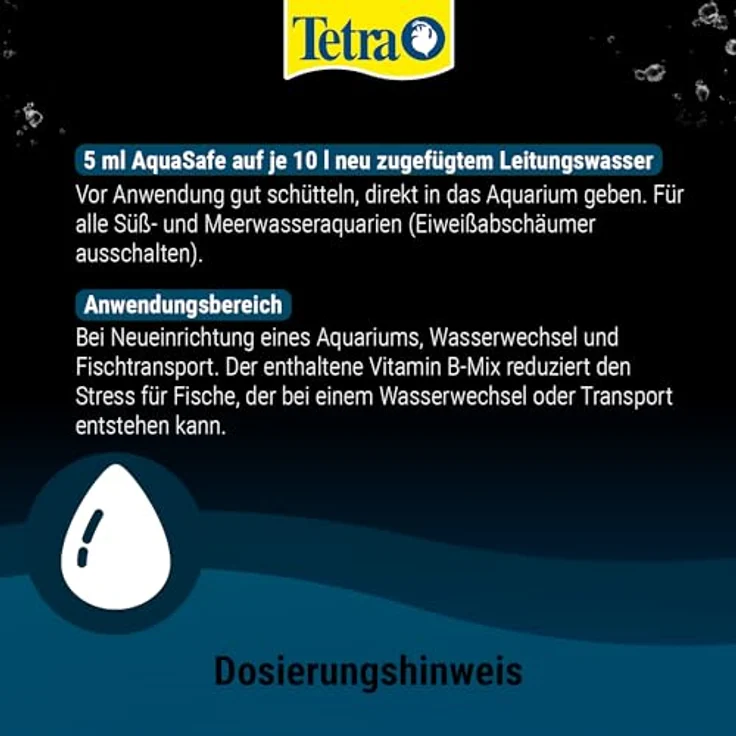 Tetra AquaSafe, Wasseraufbereiter für fischgerechtes Aquariumwasser, neutralisiert schädliche Stoffe, 250 ml Flasche – Bild 5