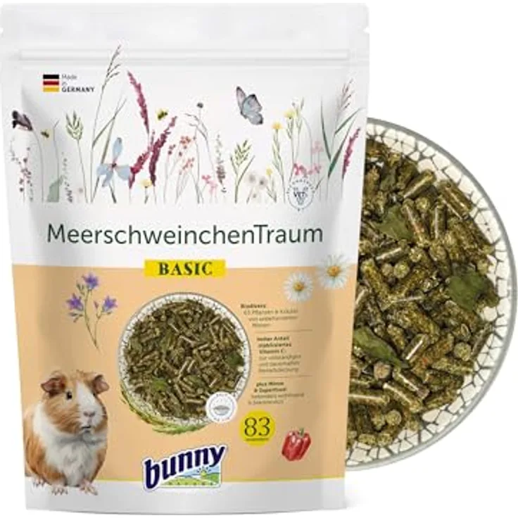 bunny MeerschweinchenTraum basic, 1,5 kg Kleintierfutter mit hohem Rohfaseranteil und TriMello Technologie