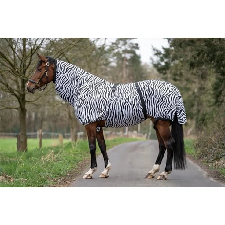 HKM 7238 Ekzemerdecke Zebra, Insektendecke mit Bauchlatz und Halsteil, für optimalen Rundumschutz, 155 cm – Bild 2