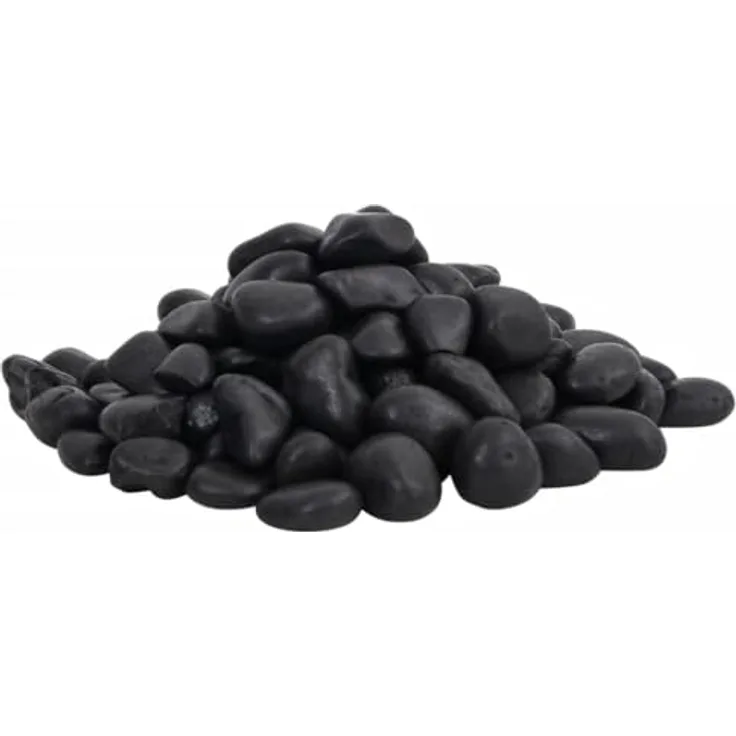 vidaXL Aquariendeko Polierte Kiesel 10 kg Schwarz, 2-5 cm natürliche Ziersteine für Aquarien und Gartenbeete