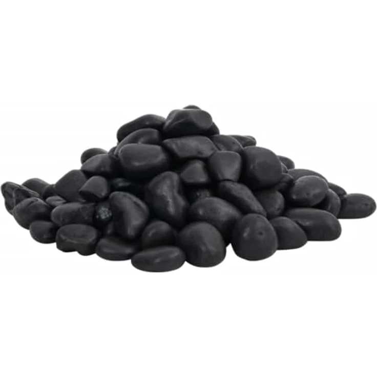 vidaXL Aquariendeko Polierte Kiesel 10 kg Schwarz, 2-5 cm natürliche Ziersteine für Aquarien und Gartenbeete – Bild 1