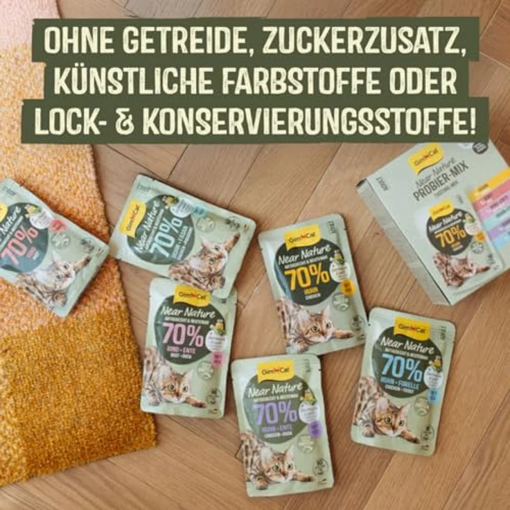 GimCat Near Nature Mix, Getreidefreies Katzen-Nassfutter mit 70% Fleisch, 6x85g – Bild 6