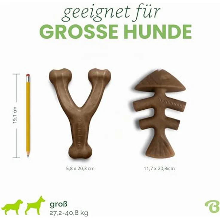 Benebone 2er Fishbone/Wishbone Kauspielzeug, Hundeknochen, L, mit echtem Speckgeschmack, robust und für Hunde hergestellt in den USA – Bild 4