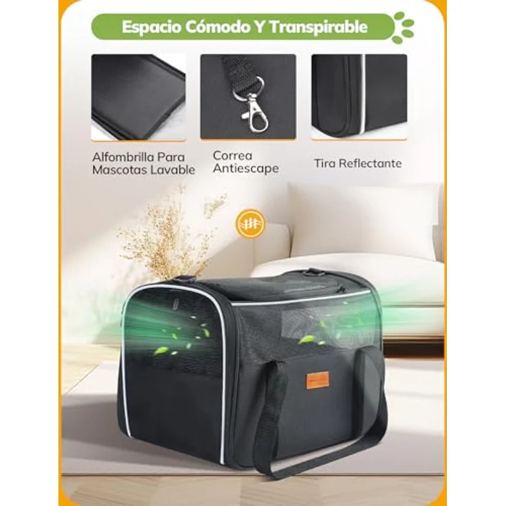 morpilot Katzentransportbox für Katzen und Welpen bis 5kg, geräumige Hundetasche mit Sicherheitsreißverschlüssen, atmungsaktives Mesh-Design, geeignet für Auto, Bahn und Flugzeug – Bild 2