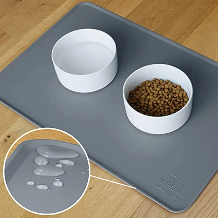 KaraLuna© Basic Silikon Unterlage 60x40 cm, grau I rutschfest und wasserundurchlässig I Futtermatte für Hunde und Katzen – Bild 5