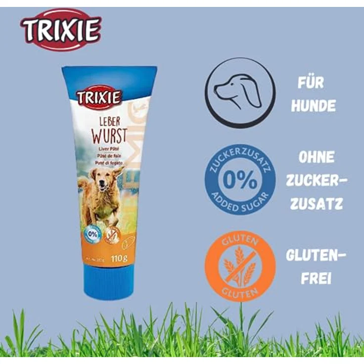 TRIXIE Premio Hunde-Leberwurst 110g, glutenfreie Premium Hunde-Leckerlis ohne Getreide & Zucker, hohe Proteinquelle für Training & Belohnung – Bild 5