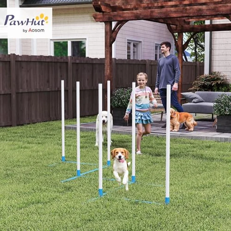 PawHut Agility Set Hunde 6-teiliges klappbares Trainingszubehör mit 6 Slalomstangen, Tragetasche und flexiblem Design für Koordinationstraining – Bild 2