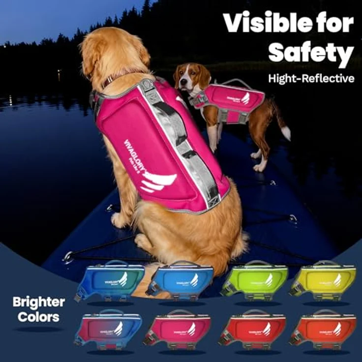 VIVAGLORY Hunde Schwimmweste High Buoyancy, XS, Rosa, mit verstellbaren Riemen und reflektierenden Elementen für erhöhte Sichtbarkeit – Bild 4
