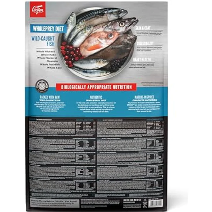 Orijen Six Fish, hochwertiges Katzen-Trockenfutter mit gefriergetrockneten, ganzen Fischen für Katzen und Kätzchen – Bild 3
