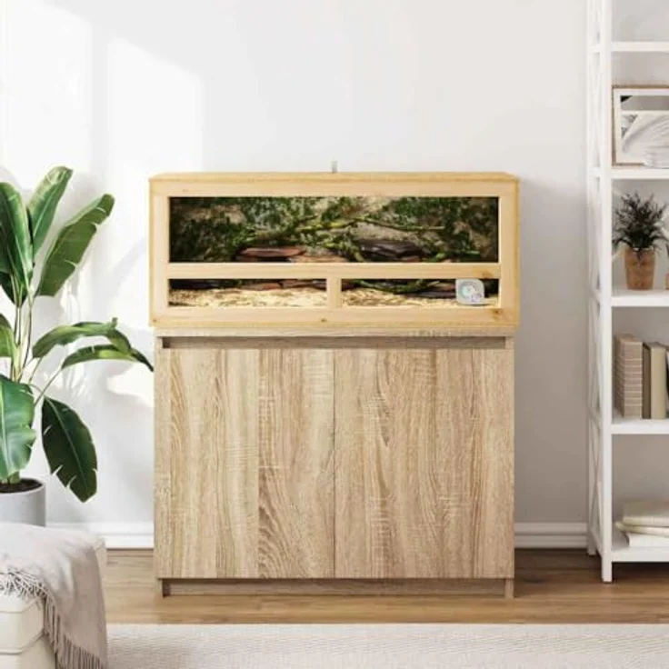 vidaXL Terrarium Braun 100 x 40 x 40 cm, OSB, Rustikales Design, Langlebig, Inklusive Thermometer, Ideal für Reptilien und Nagetiere – Bild 4