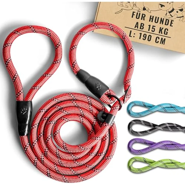 rootsnoot Retrieverleine Moxonleine, 190 cm lang und 1,2 cm stark, für Hunde ab 15 kg, stabile Schlupfleine aus robustem Material – Bild 1