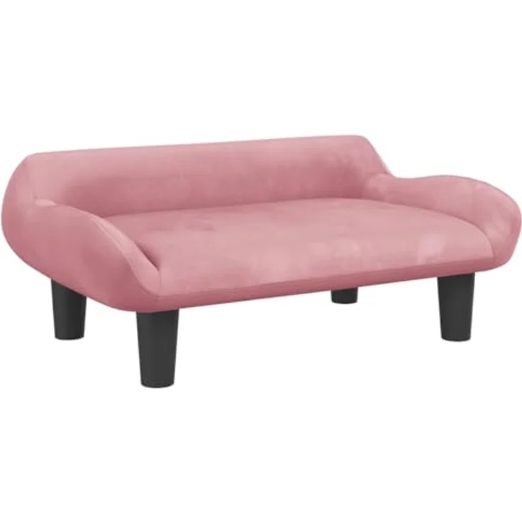 vidaXL Hundekorb Hundebett Rosa 70x40x24 cm Samt Körbchen Hundesofa, für kleine Hunde und Haustiere – Bild 2