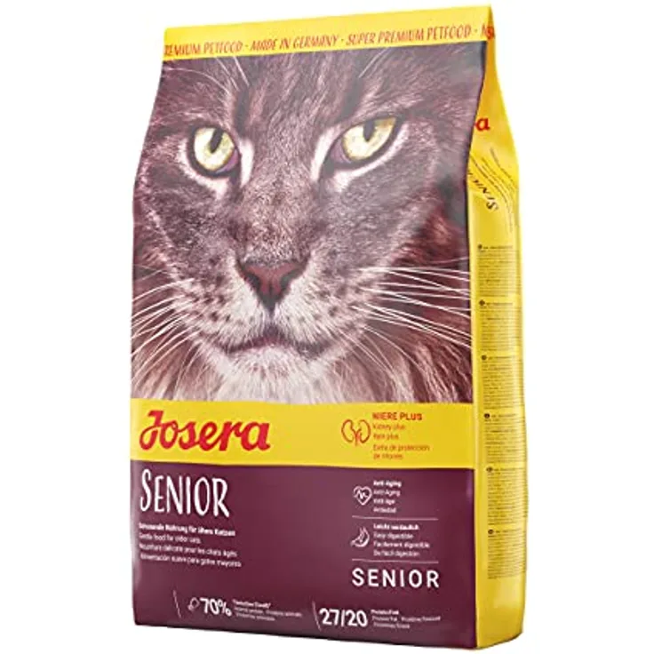 JOSERA Senior 3 x 400 g, Super Premium Trockenfutter für ältere Katzen mit Niereninsuffizienz, glutenfrei, hohe Verträglichkeit