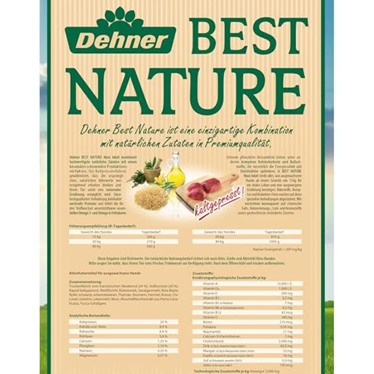 Dehner Best Nature Hundefutter Maxi Adult, Trockenfutter getreidefrei und zuckerfrei für große Hunderassen, Rind und Lachs, 12.5 kg – Bild 4
