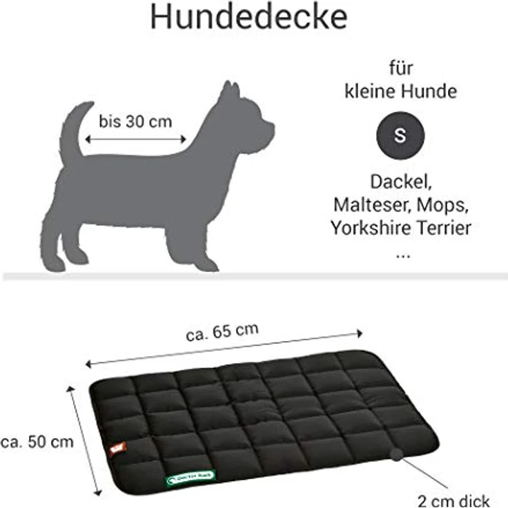 Doctor Bark Hundedecke – weiche, hochwertige Liegedecke für kleine Hunde/Welpen, waschbar bis 95 °C, 65x50 cm, Schwarz – Bild 2