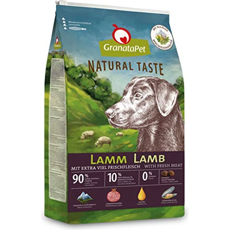 GranataPet Natural Taste Adult Lamm, Hunde-Trockenfutter mit frischem Fleisch und Gemüse, 12kg – Bild 1