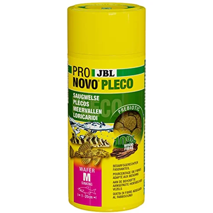 JBL PRONOVO PLECO WAFER, Futterwafer für Saugwelse von 1-20 cm, 250 ml, mit hochwertigem Pflanzenanteil und Holz zur naturnahen Ernährung – Bild 1