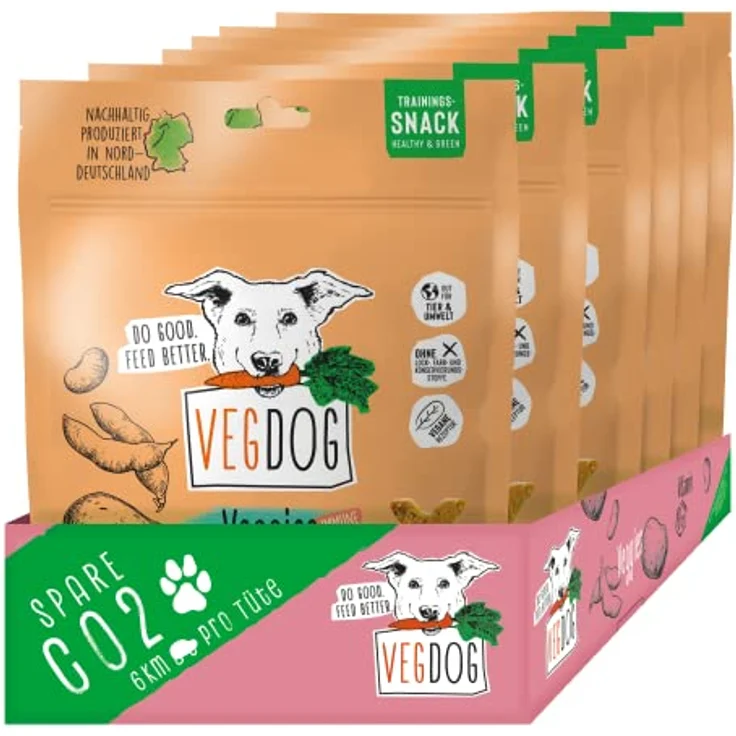 VEGDOG Veggies Immune, hypoallergener Hundesnack (10 x 125 g) | Getreidefrei, veganer Trainingssnack für starkes Immunsystem mit Kartoffel und Sanddorn – Bild 1