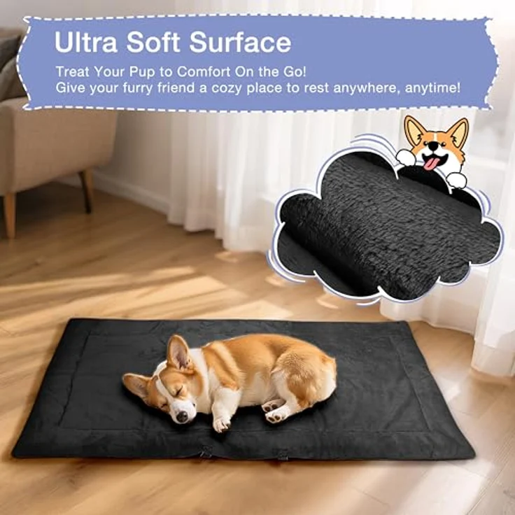 Pawsse Wasserdicht Hundedecke 80 x 60cm, Faltbare Outdoor Hundematte Waschbar für Auto und Camping, Schwarz – Bild 4