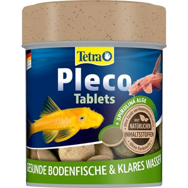 Tetra Pleco Tablets, Futtertabletten für pflanzenfressende Bodenfische, 120 Tabletten (36 g), nährstoffreich mit Spirulina und Omega-3 – Bild 1