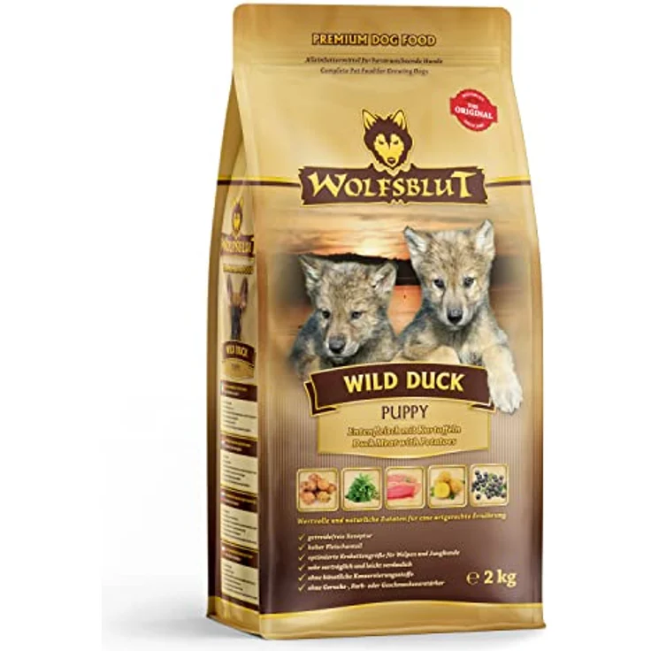 Wolfsblut Wild Duck Puppy, Trockenfutter für Welpen mit Ente & Kartoffeln, 2 kg – Bild 1