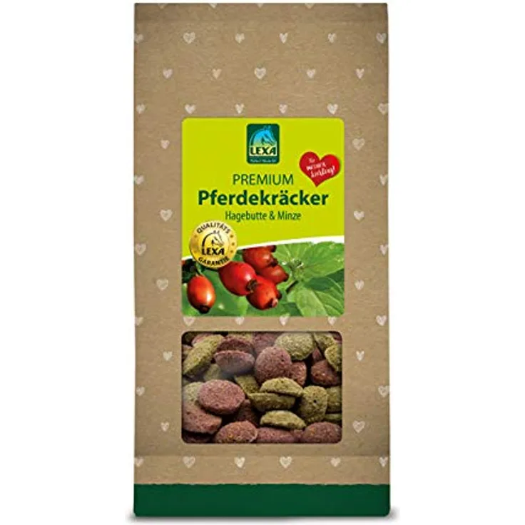 LEXA Pferdekräcker Hagebutte & Minze, 1,0 kg Beutel, ideales Leckerli für Training und Zwischendurch