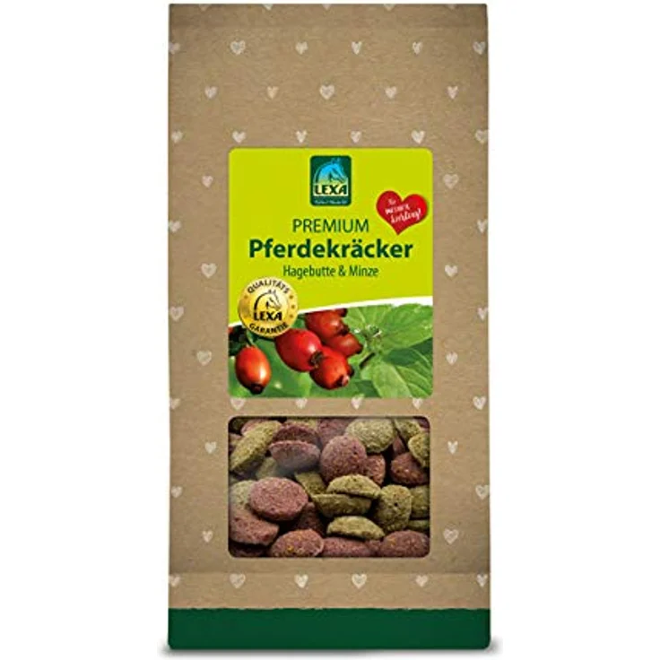 LEXA Pferdekräcker Hagebutte & Minze, 1,0 kg Beutel, ideales Leckerli für Training und Zwischendurch