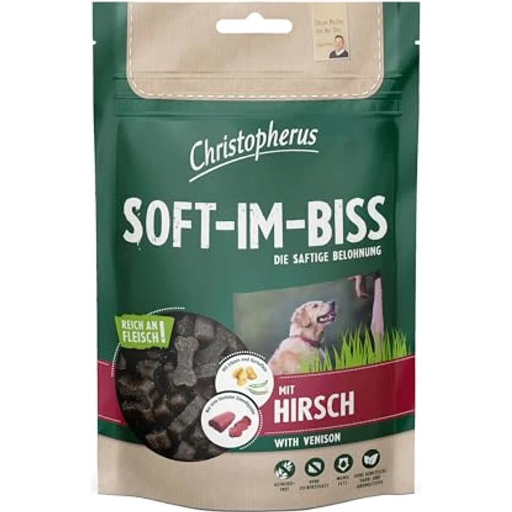 Christopherus Snacks Soft-Im-Biss, Hundesnack mit Hirsch und Vitaminen, 125g – Bild 2