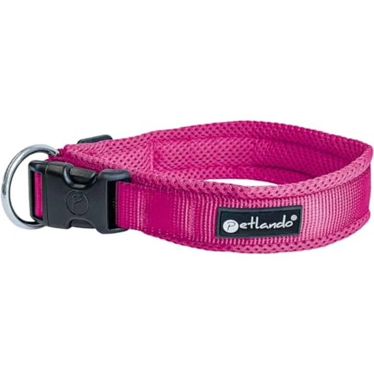 Petlando Mesh Hundehalsband, leicht und atmungsaktiv, weich gepolstert, stufenlos verstellbar, robust, 3XS 25-30cm, Fuchsia – Bild 1