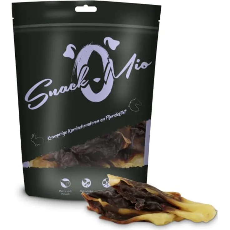 SnackOMio Premium Hundesnack, knusprige Kaninchenohren an Pferdefilet, getreidefrei, 1er Pack (1 x 70g) – Bild 2