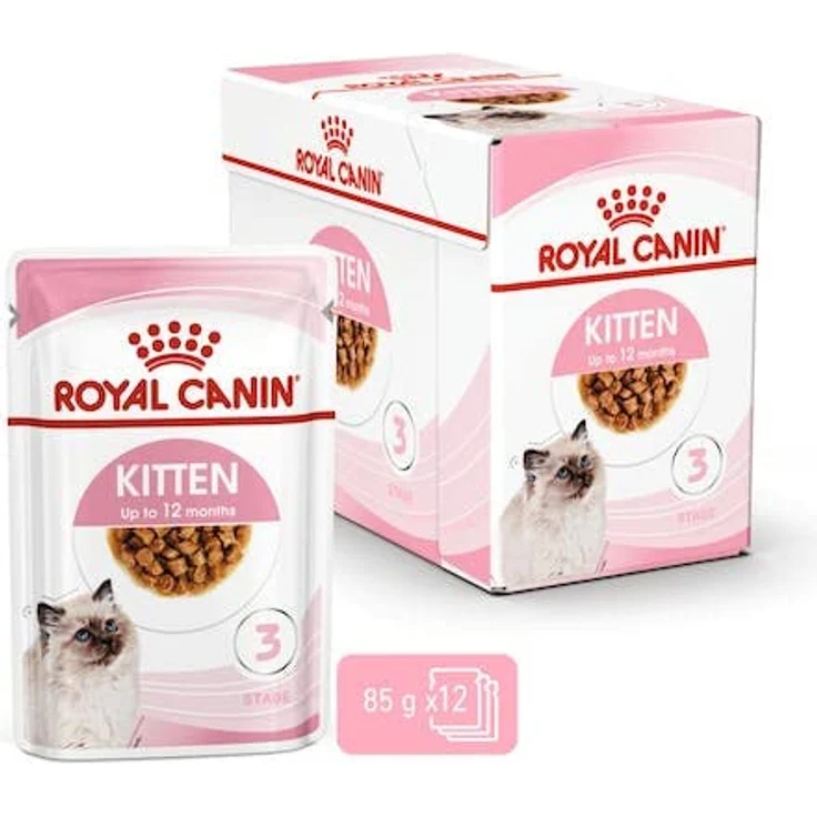 ROYAL CANIN Kitten Nassfutter, feine Stückchen in Soße, 4er Pack (4 x 12 x 85 g), Alleinfuttermittel für Katzenwelpen bis 12 Monate, unterstützt Gehirnentwicklung und Abwehrkräfte – Bild 2