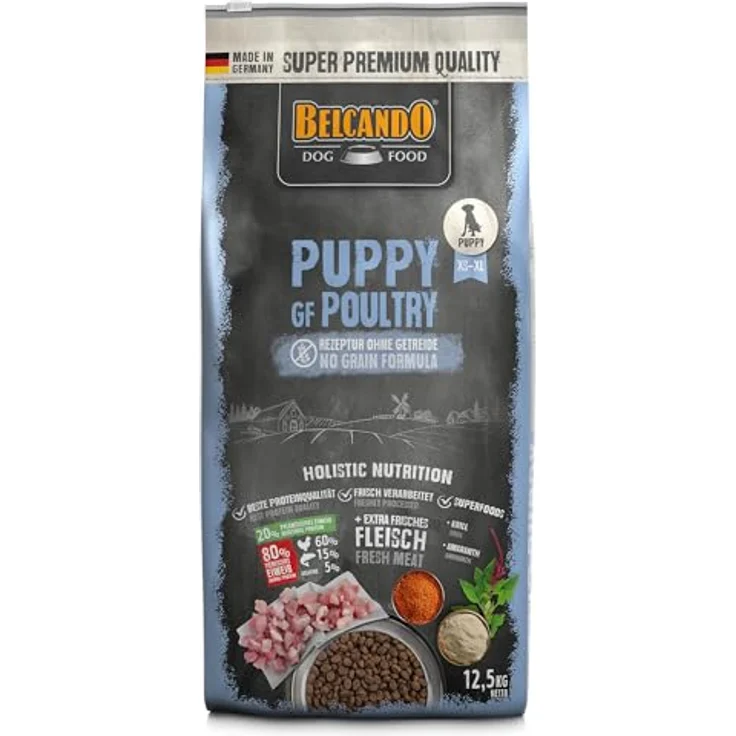 BELCANDO Puppy GF Poultry, 12,5 kg getreidefreies Welpenfutter für Welpen bis 4 Monate, Alleinfuttermittel mit 40% frischem Geflügel – Bild 1